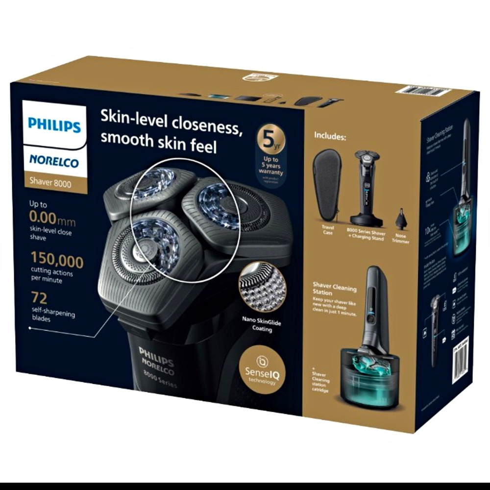Philips Norelco Shaver 8000 S8696/86 SenseIQ Cleaning Station Open Box
